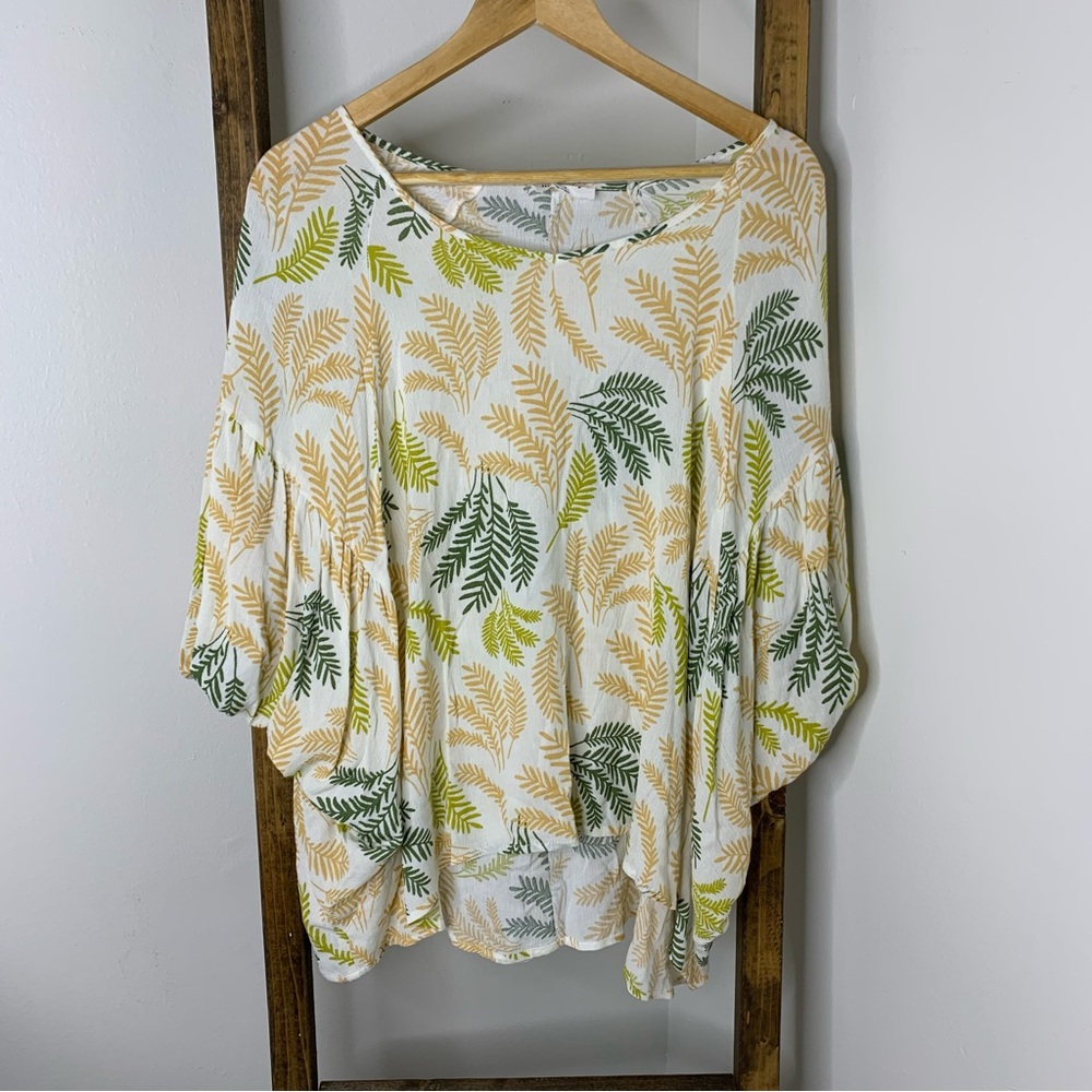 Mittoshop Leaf Print Blouse S/M